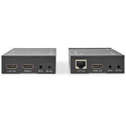 NEDIS HDMI extender/ přes Cat6/ do 60 m/ 4K@60Hz/ 18 Gbps/ HDMI/ LAN/ RS-232/ kov/ antracit