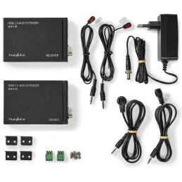 NEDIS HDMI extender/ přes Cat6/ do 60 m/ 4K@60Hz/ 18 Gbps/ HDMI/ LAN/ RS-232/ kov/ antracit