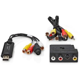 NEDIS video převodník/ USB 2.0/ 480p/ A/V kabel/ SCART/ 3x RCA zásuvka/ S-video zásuvka/ černý