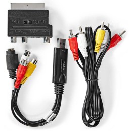 NEDIS video převodník/ USB 2.0/ 480p/ A/V kabel/ SCART/ 3x RCA zásuvka/ S-video zásuvka/ černý