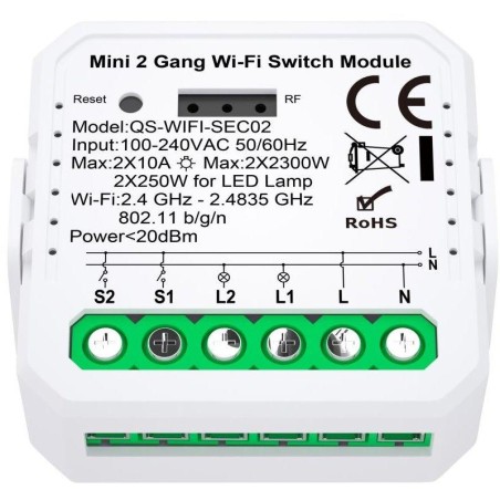 IMMAX NEO LITE SMART kontroler V7, 2-tlačítkový Wi-Fi, TUYA