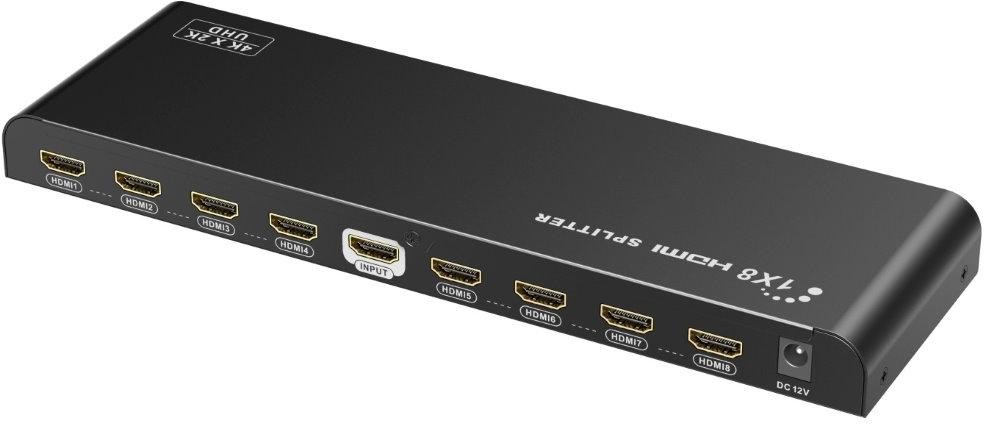 PremiumCord HDMI 2.0 splitter 1-8 porty, 4K x 2K/60Hz, FULL HD, 3D, čierny