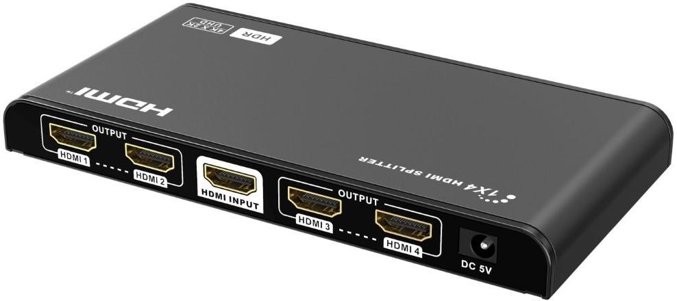 PremiumCord HDMI 2.0 splitter 1-4 porty, 4K x 2K/60Hz, FULL HD, 3D, čierny