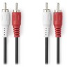 Kabel audio stereo NEDIS RCA/ 2x wtyczka RCA - 2x wtyczka RCA/ czarny/ luzem/ 1m