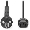 NEDIS napájecí kabel 230V/ přípojný 10A/ konektor IEC-320-C13/ úhlová zástrčka Schuko/ černý/ bulk/ 3m