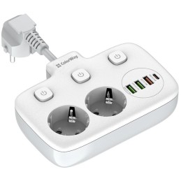 COLORWAY Prodlužovací napájecí přívod/ 2x Schuko/ 3x USB-A/ 1x USB-C / kabel 2,5cm