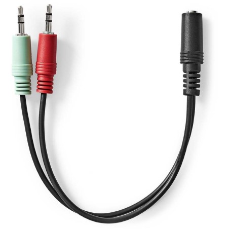 NEDIS redukce pro headsety/ 2x zástrčka 3,5mm jack - zásuvka 3,5 mm jack/ černá/ box/ 12cm
