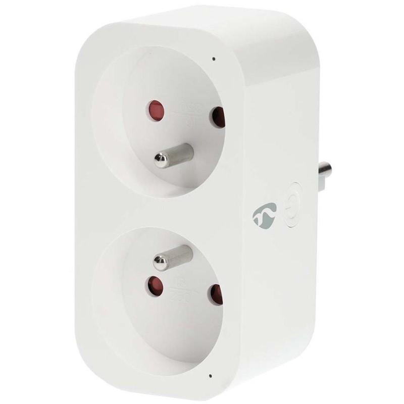 NEDIS Wi-Fi chytrá duo zásuvka/ 16A/ francouzský typ E/ IP21/ měřič výkonu/ Android/ iOS/ Nedis® SmartLife/ bílá