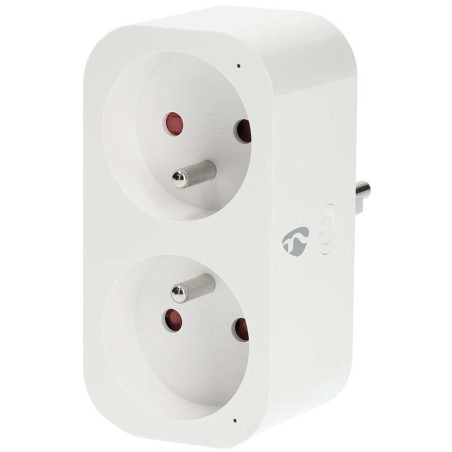 NEDIS Wi-Fi chytrá duo zásuvka/ 16A/ francouzský typ E/ IP21/ měřič výkonu/ Android/ iOS/ Nedis® SmartLife/ bílá