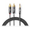 NEDIS PROFIGOLD Stereo-Audiokabel / 3,5 mm Klinkenstecker - 2x Cinch-Stecker / Baumwolle / grau / BOX / 1m