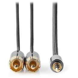 NEDIS PROFIGOLD stereo audio kabel/ 3,5 mm jack zástrčka - 2x RCA zástrčka/ bavlna/ šedý/ BOX/ 1m