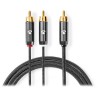 Kabel audio NEDIS PROFIGOLD do subwoofera/wtyk RCA - 2x wtyk RCA/bawełna/szary/OPAKOWANIE/3m