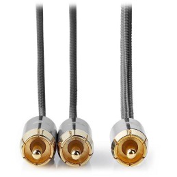 NEDIS PROFIGOLD audio kabel k subwooferu/ RCA zástrčka - 2x RCA zástrčka/ bavlna/ šedý/ BOX/ 3m