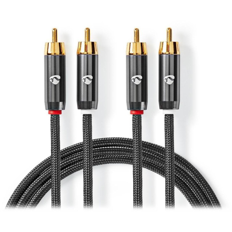 NEDIS PROFIGOLD stereo audio kabel/ 2x RCA zástrčka - 2x RCA zástrčka/ bvlna/ šedý/ BOX/ 2m