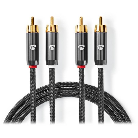 NEDIS PROFIGOLD stereo audio kabel/ 2x RCA zástrčka - 2x RCA zástrčka/ bvlna/ šedý/ BOX/ 2m
