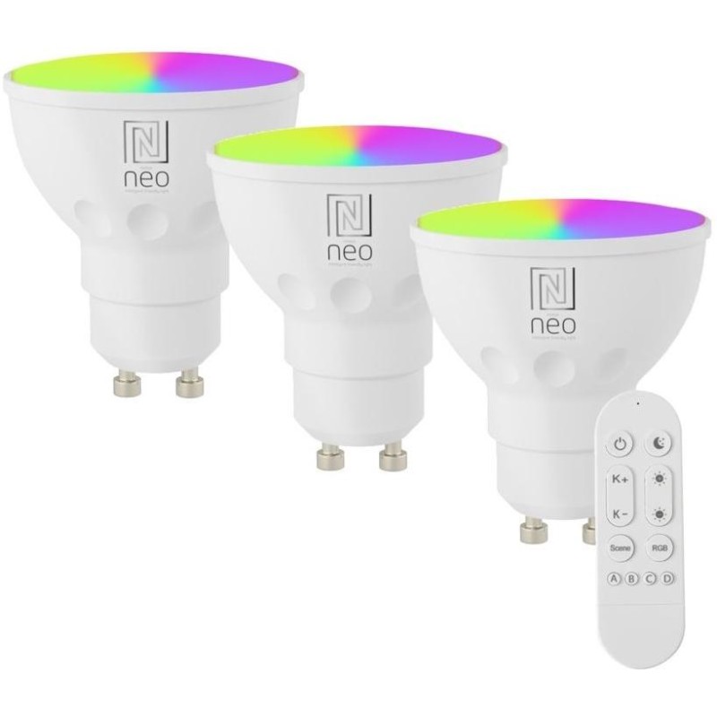 IMMAX NEO LITE SMART sada 3x žárovka LED GU10 6W RGB+CCT, stmívatelná, Beacon, DO, Wi-Fi, TUYA