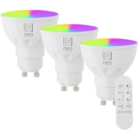 IMMAX NEO LITE SMART sada 3x žárovka LED GU10 6W RGB+CCT, stmívatelná, Beacon, DO, Wi-Fi, TUYA