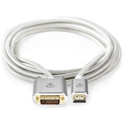 NEDIS PROFIGOLD HDMI kabel/ konektor HDMI - DVI-D 24+1 zástrčka/ bavlna/ stříbrný/ BOX/ 2m