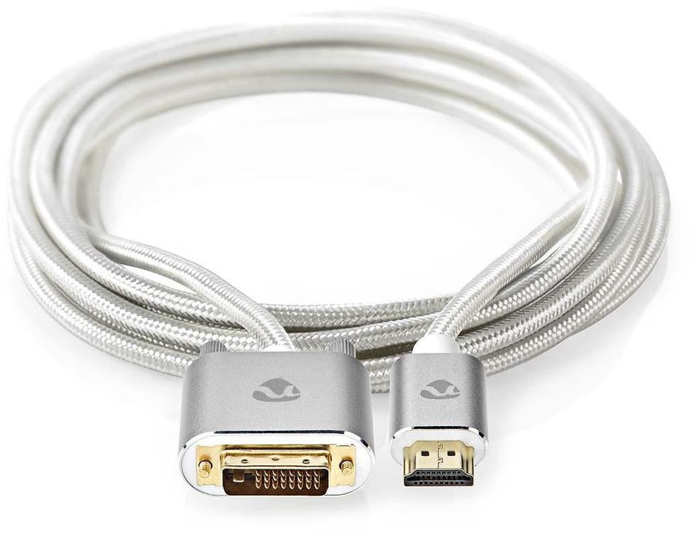 NEDIS PROFIGOLD HDMI kábel / konektor HDMI - DVI-D 24 +1 zástrčka / bavlna / strieborný / BOX / 2m
