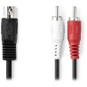 NEDIS redukčný audio kábel DIN/ 5pin zástrčka DIN - 2× zástrčka RCA/ čierny/ bulk/ 1m