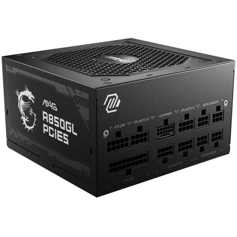 MSI zdroj MAG A850GL PCIE5/ 850W/ ATX3.1/ akt. PFC/ 7 let celk. záruka/ 120mm fan/ modulární kabeláž/ 80PLUS Gold