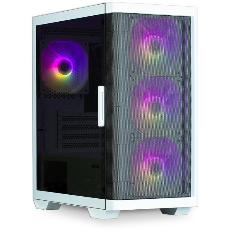 Zalman skříň M4 White / miniT / 4x 120mm ARBG fan / 2xUSB 3.0 / 1xUSB 2.0 / tvrzené sklo / bílá