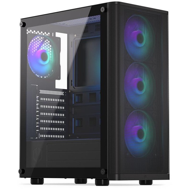Endorfy skříň Ventum 200 ARGB/ 4x120mm ARGB PWM fan / 2xUSB / tvrzené sklo / černá