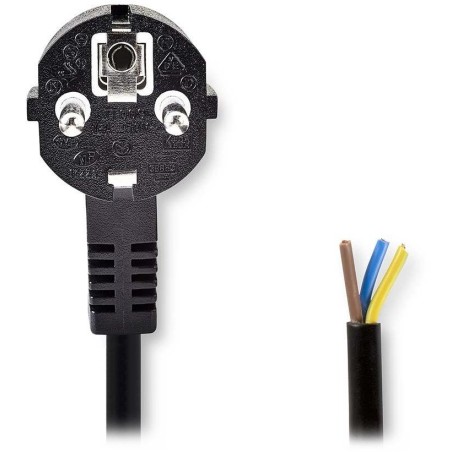 NEDIS napájecí kabel/ Typ F zástrčka - otevřený/ přímý/ úhlový/ černý/ bulk/ 3m