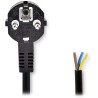 NEDIS Stromkabel / Typ F Stecker - offen / gerade / abgewinkelt / schwarz / lose / 3m