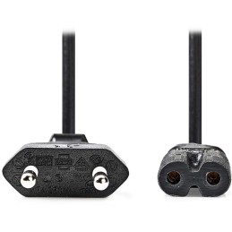 NEDIS napájecí kabel pro adaptéry/ Euro zástrčka - konektor IEC-320-C7/ přímý-přímý/ dvoulinka/ černý/ bulk/ 0,5m