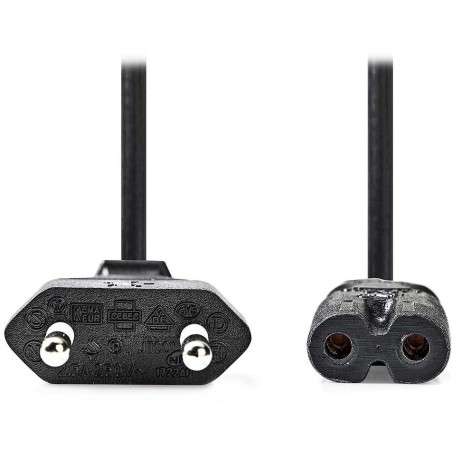 NEDIS napájecí kabel pro adaptéry/ Euro zástrčka - konektor IEC-320-C7/ přímý-přímý/ dvoulinka/ černý/ bulk/ 0,5m
