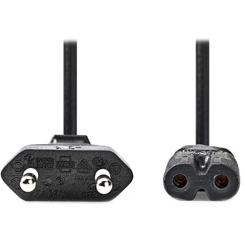 NEDIS napájecí kabel pro adaptéry/ Euro zástrčka - konektor IEC-320-C7/ přímý-přímý/ dvoulinka/ černý/ bulk/ 1m