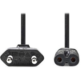NEDIS napájecí kabel pro adaptéry/ Euro zástrčka - konektor IEC-320-C7/ přímý-přímý/ dvoulinka/ černý/ bulk/ 2m