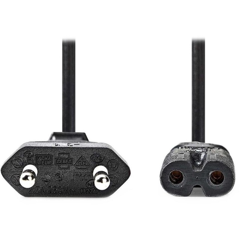 NEDIS napájecí kabel pro adaptéry/ Euro zástrčka - konektor IEC-320-C7/ přímý-přímý/ dvoulinka/ černý/ bulk/ 2m
