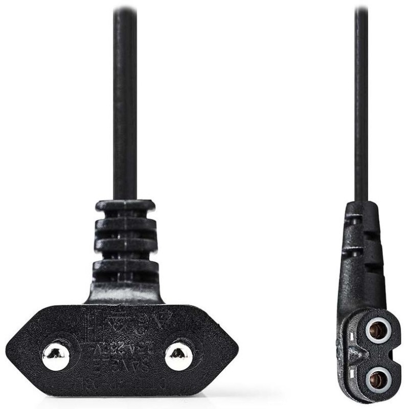 NEDIS napájecí kabel pro adaptéry/ Euro zástrčka - konektor IEC-320-C7/ úhlový-úhlový/ dvoulinka/ černý/ bulk/ 3m