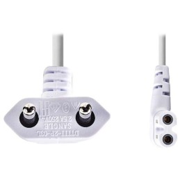 NEDIS napájecí kabel pro adaptéry/ Euro zástrčka - konektor IEC-320-C7/ úhlový-úhlový/ dvoulinka/ bílý/ bulk/ 3m
