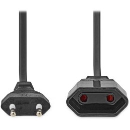 NEDIS napájecí kabel pro adaptéry/ Euro zástrčka - Euro zásuvka/ přímý-přímý/ dvoulinka/ černý/ bulk/ 5m