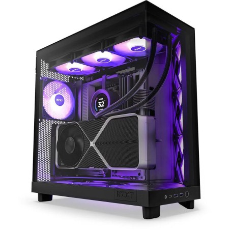 NZXT skříň H6 Flow RGB dvoukomorová / MidT / 3x120mm RGB fan / 2xUSB 3.2 / USB-C / prosklená / černá