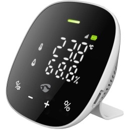 NEDIS Wi-Fi chytrý monitor kvality ovzduší/ včetně displeje/ Oxid uhličitý (CO2)/ teplota / vlhkost/ černo-bílý