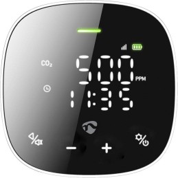 NEDIS Wi-Fi chytrý monitor kvality ovzduší/ včetně displeje/ Oxid uhličitý (CO2)/ teplota / vlhkost/ černo-bílý