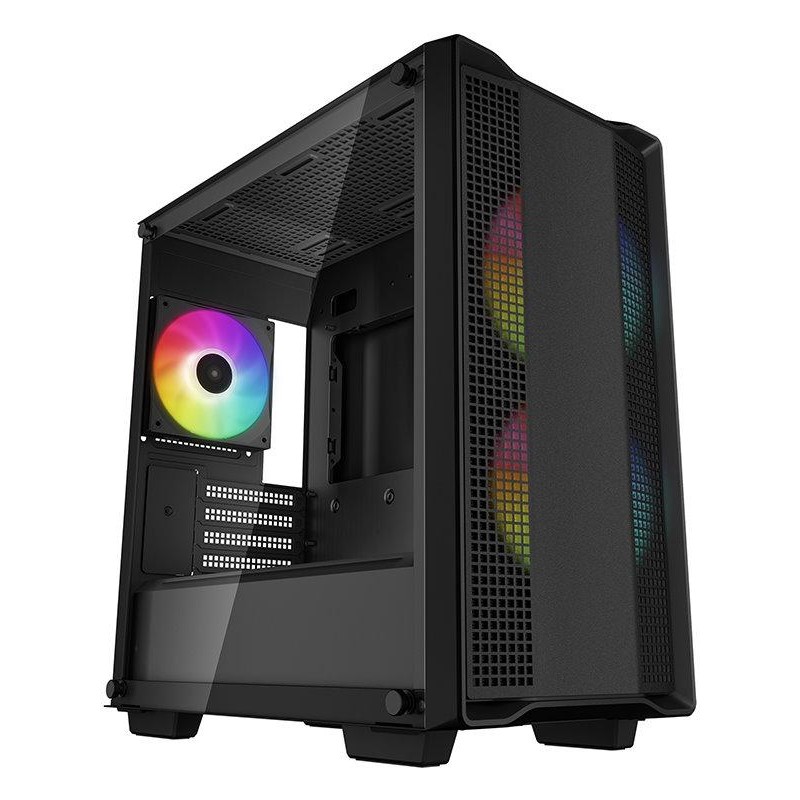 DEEPCOOL skříň CC360 ARGB / MicroATX / 3x120 ARGB fan / USB 2.0 / USB 3.0 / tvrzené sklo / černá