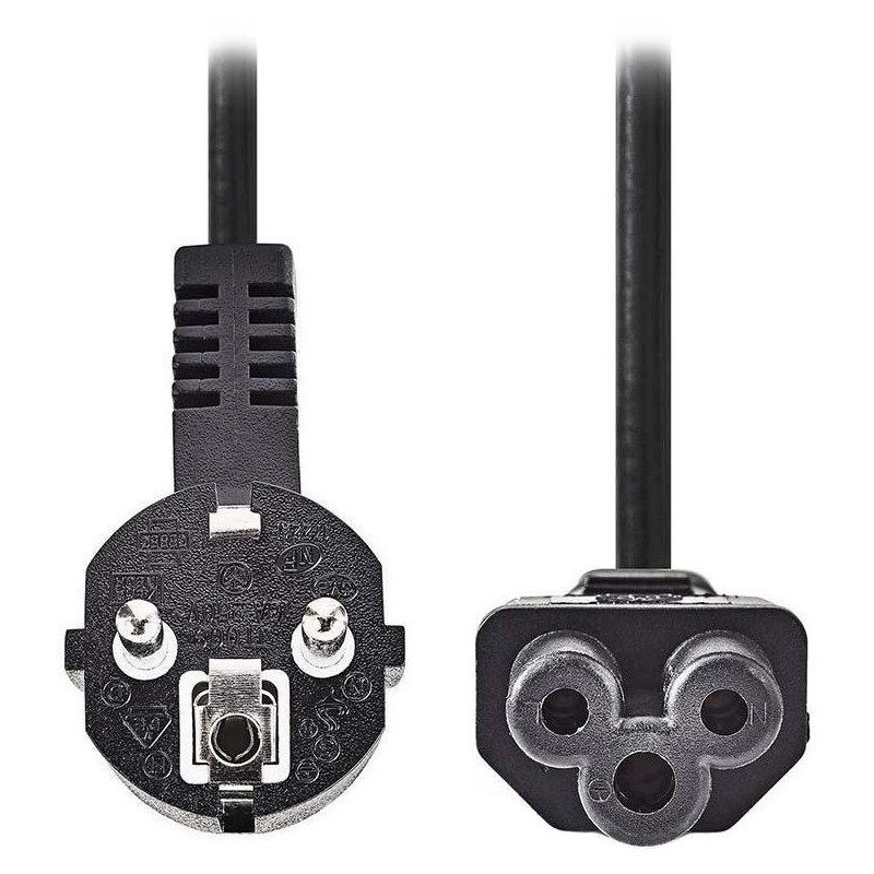 NEDIS napájecí kabel/ Typ F Zástrčka - IEC-320-C5/ přímý/ úhlový/ trojlístek/ černý/ bulk/ 2m