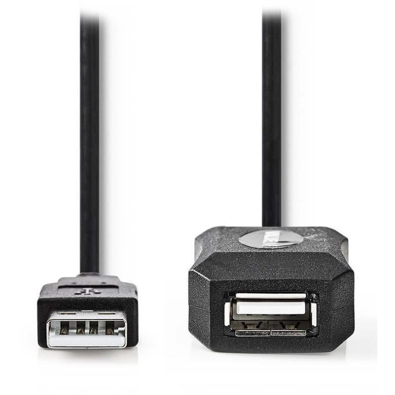 NEDIS prodlužovací aktivní kabel USB 2.0/ zástrčka USB-A - zásuvka USB-A/ černý/ bulk/ 10m