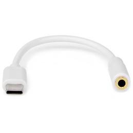 NEDIS USB 2.0 adaptér/ USB-C zástrčka - 3,5 mm zásuvka/ kulatý/ bílý/ blistr/ 10 cm