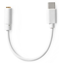 NEDIS USB 2.0 adaptér/ USB-C zástrčka - 3,5 mm zásuvka/ kulatý/ bílý/ blistr/ 10 cm