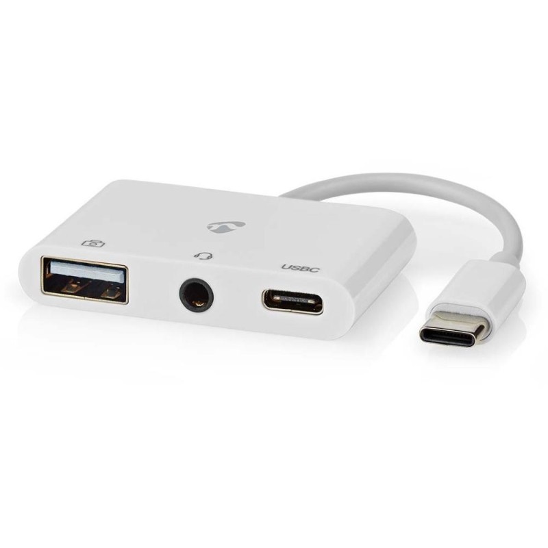 NEDIS USB 2.0 multiport adaptér/ zástrčka USB-C/ zásuvka USB-A/ zásuvka USB-C/ zásuvka 3,5 mm/ 480 Mbps/ kulatý/ blistr