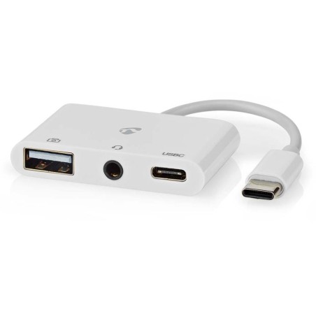 NEDIS USB 2.0 multiport adaptér/ zástrčka USB-C/ zásuvka USB-A/ zásuvka USB-C/ zásuvka 3,5 mm/ 480 Mbps/ kulatý/ blistr