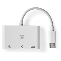 NEDIS USB 2.0 multiport adaptér/ zástrčka USB-C/ zásuvka USB-A/ zásuvka USB-C/ zásuvka 3,5 mm/ 480 Mbps/ kulatý/ blistr