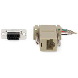 NEDIS serial adaptér/ zásuvka D-SUB 9-Pin - zásuvka RJ45/ pooniklovaný/ slonovinová kost/ blistr