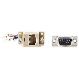 NEDIS serial adaptér/ zástrčka D-SUB 9-Pin - zásuvka RJ45/ pooniklovaný/ slonovinová kost/ blistr